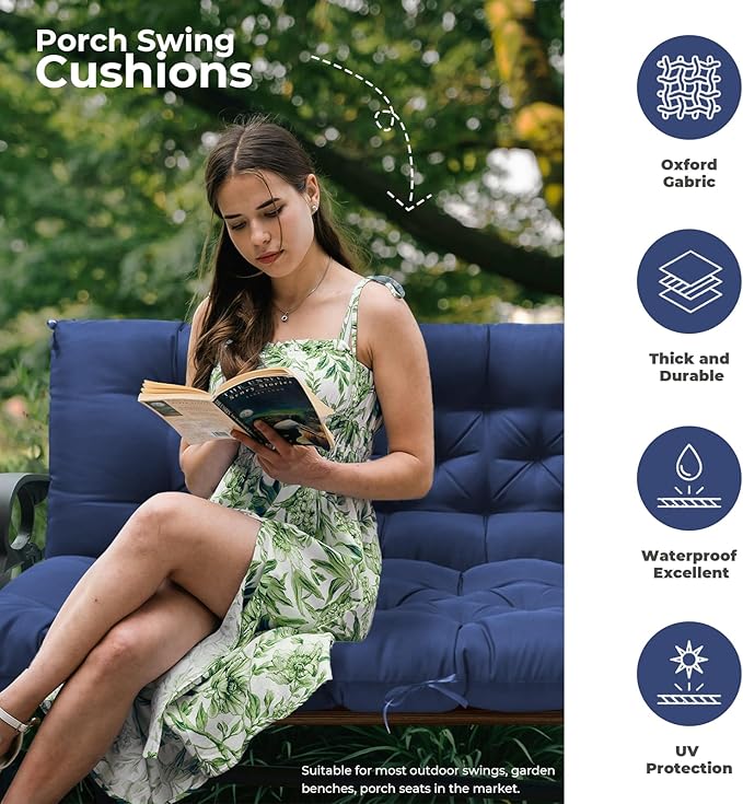 Premium 60" Memory Foam Swing Cushion | Reversible Design