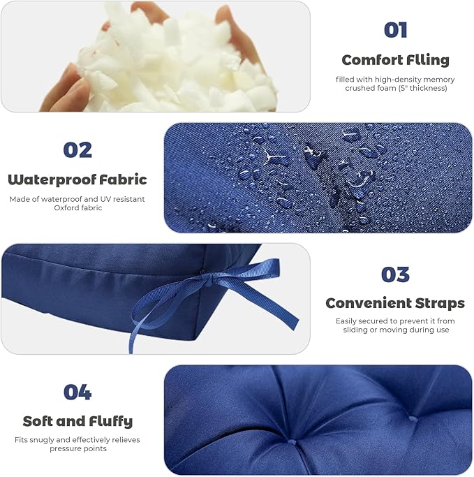 Premium 60" Memory Foam Swing Cushion | Reversible Design