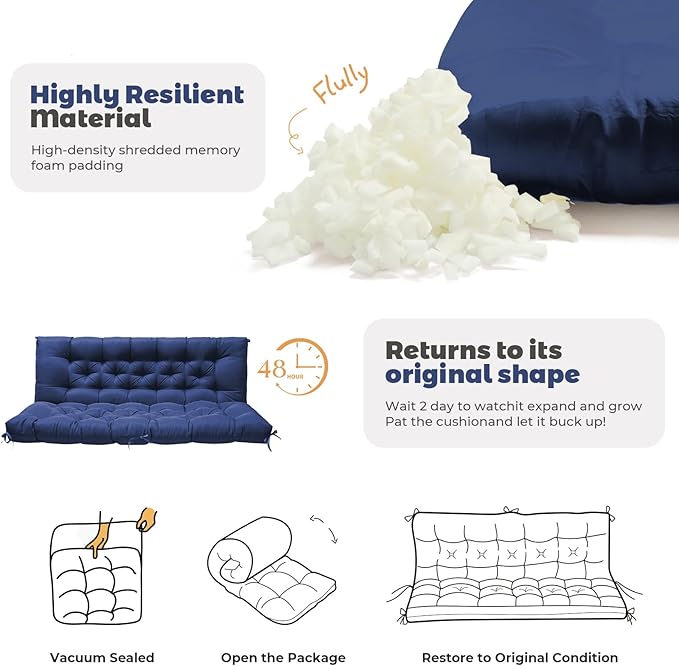 Premium 60" Memory Foam Swing Cushion | Reversible Design